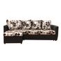 Угловой диван-кровать "Мартин" цветы на бежевом фоне и коричневый кожзам